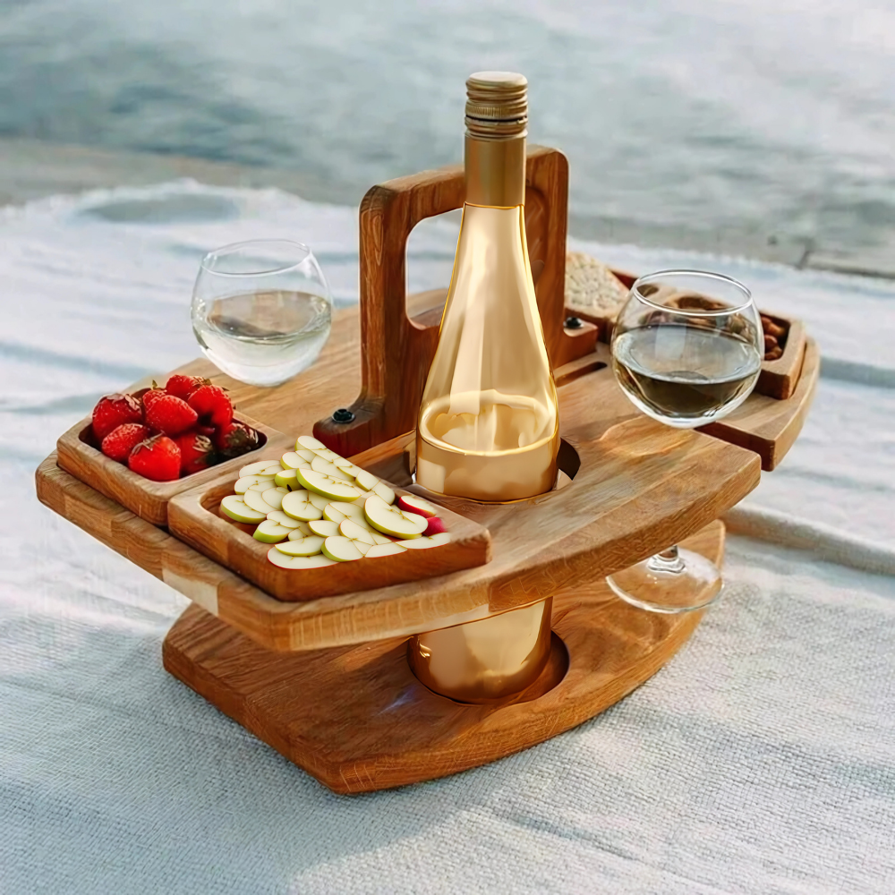 VinoTrek - Tragbarer zusammenklappbarer Picknick-Weintisch