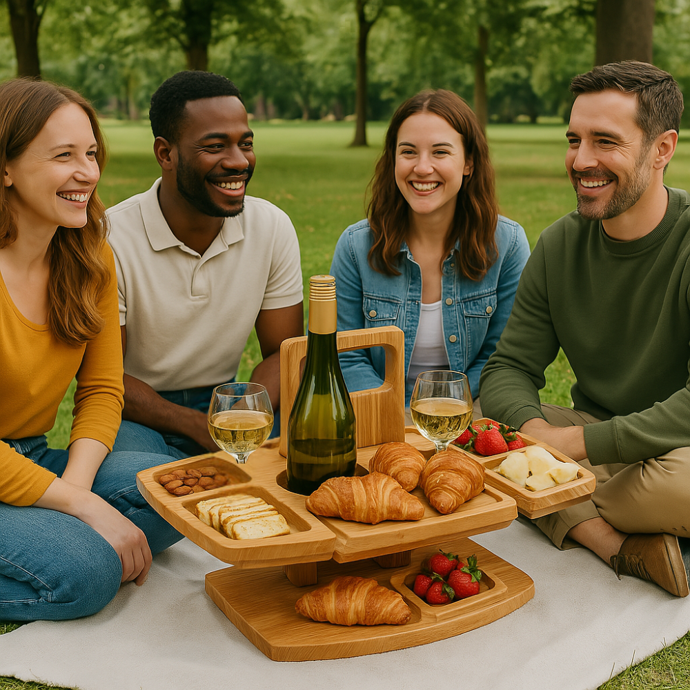 VinoTrek - Tragbarer zusammenklappbarer Picknick-Weintisch