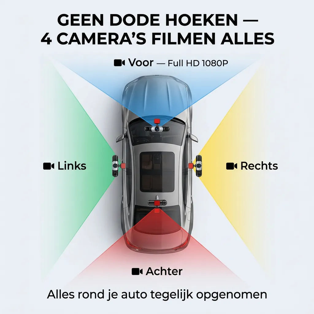 4-Camera 360° Dash Cam with GPS and Night Vision