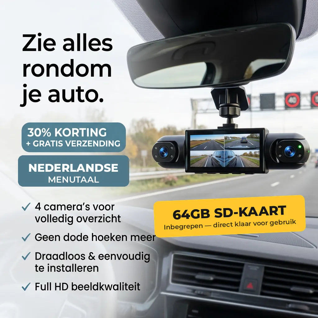 4-Camera 360° Dash Cam with GPS and Night Vision
