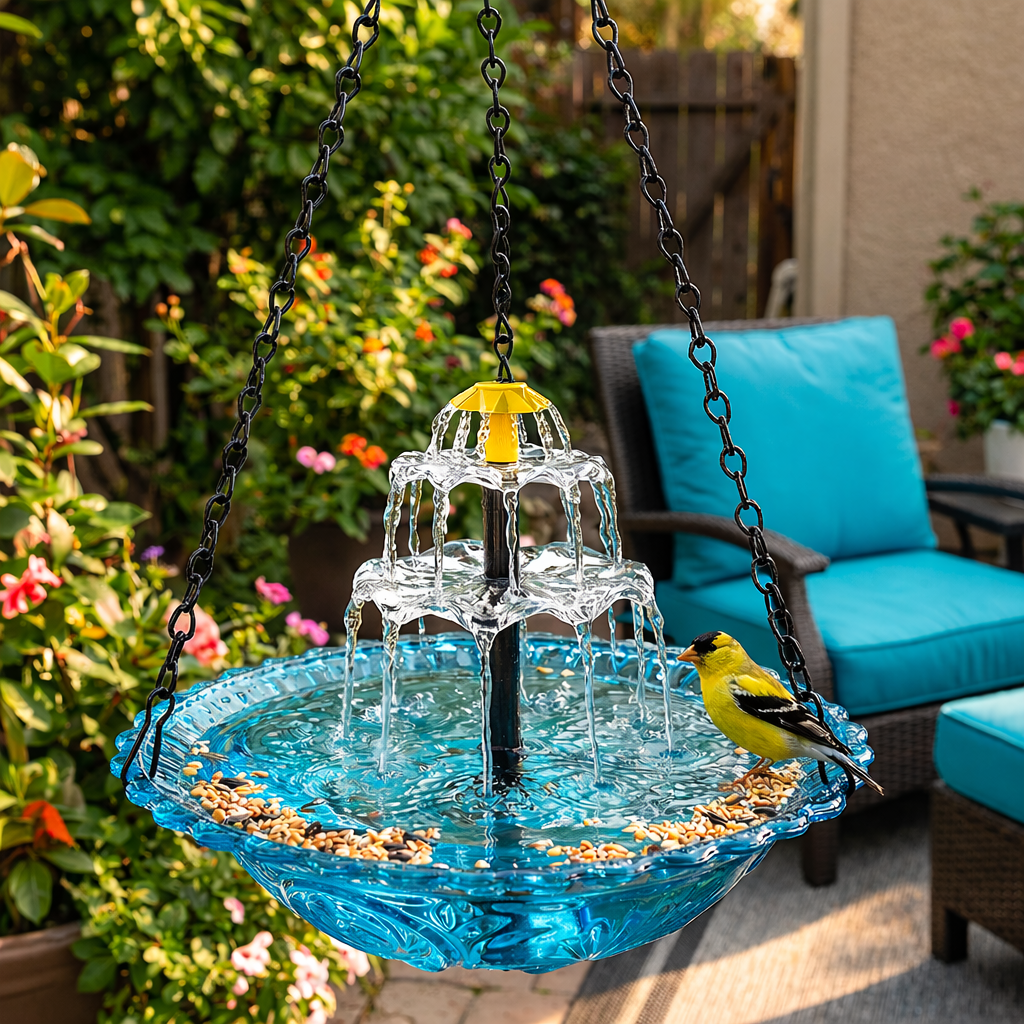 Aviaqua - Hängender solarstrombetriebener Vogelbad-Brunnen