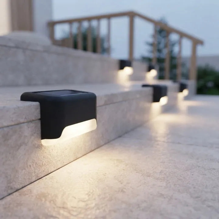 8-Piece Solar Step Light Set with Automatic On and Off