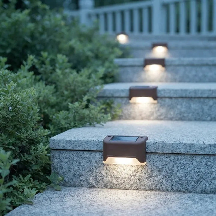 8-Piece Solar Step Light Set with Automatic On and Off