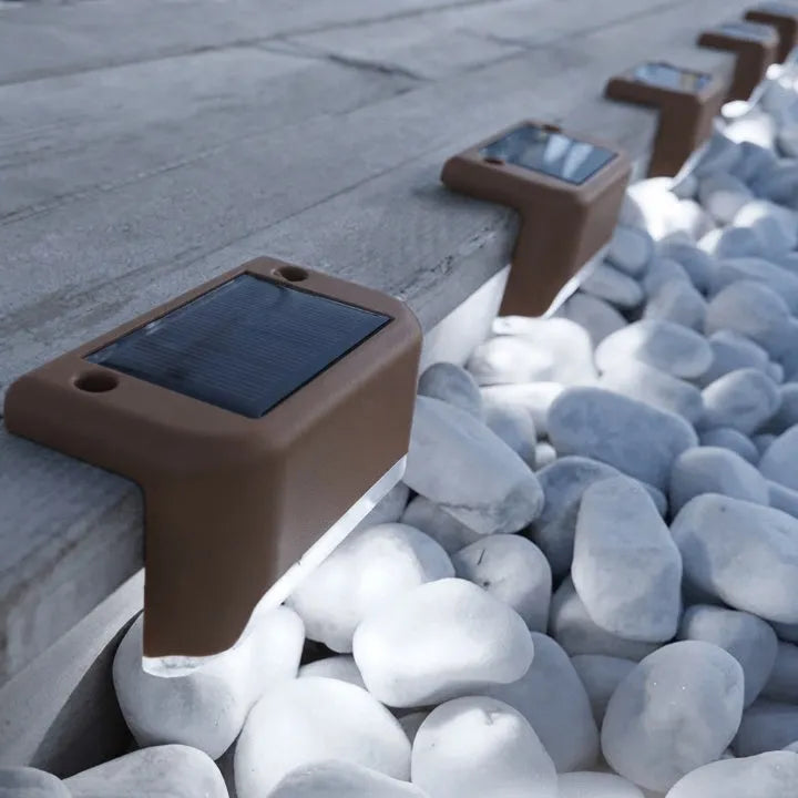 8-Piece Solar Step Light Set with Automatic On and Off