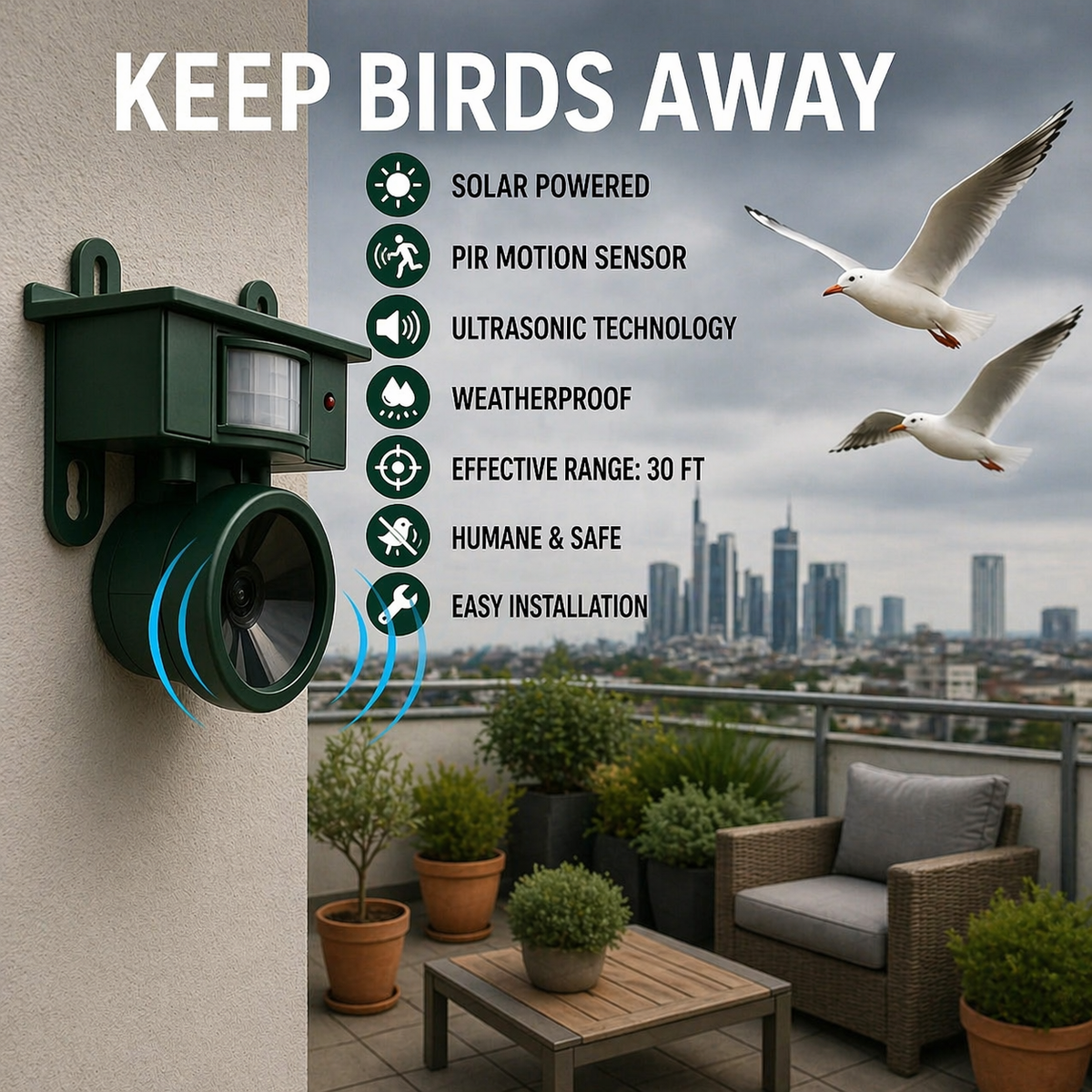 Corvidex - Solarbetriebenes tierschonendes Vogelabwehrgerät