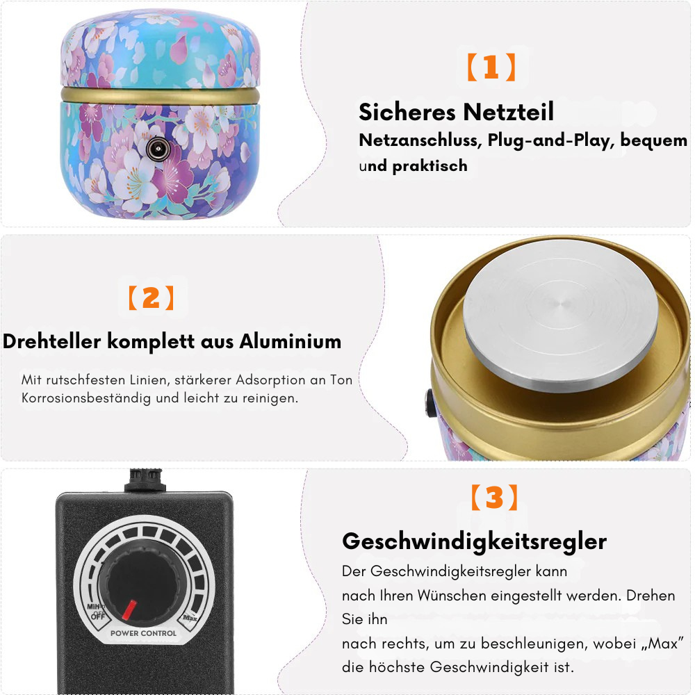 SpinCraft - Elektrische Mini-Töpferscheibe