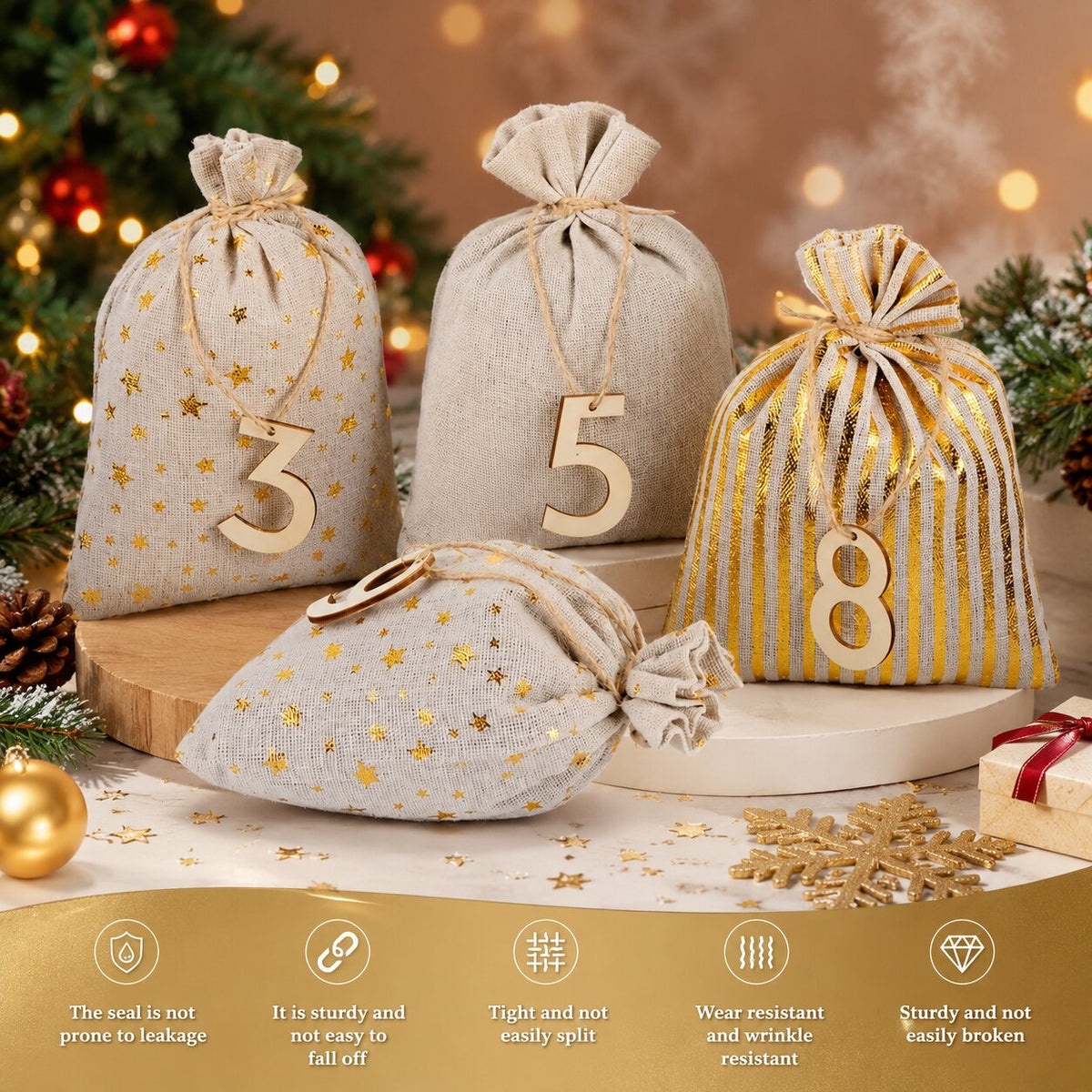 Numbered Hanging Advent Calendar Bags