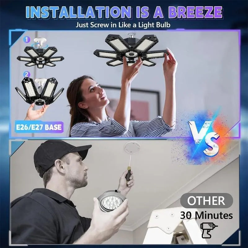 Adjustable LED Garage Light with Multi-Panel Design