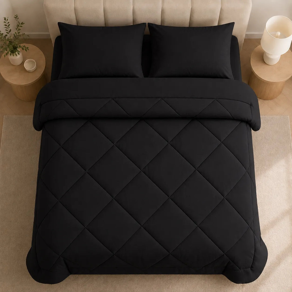 All-Season Coverless Comforter Set with Diamond Quilting