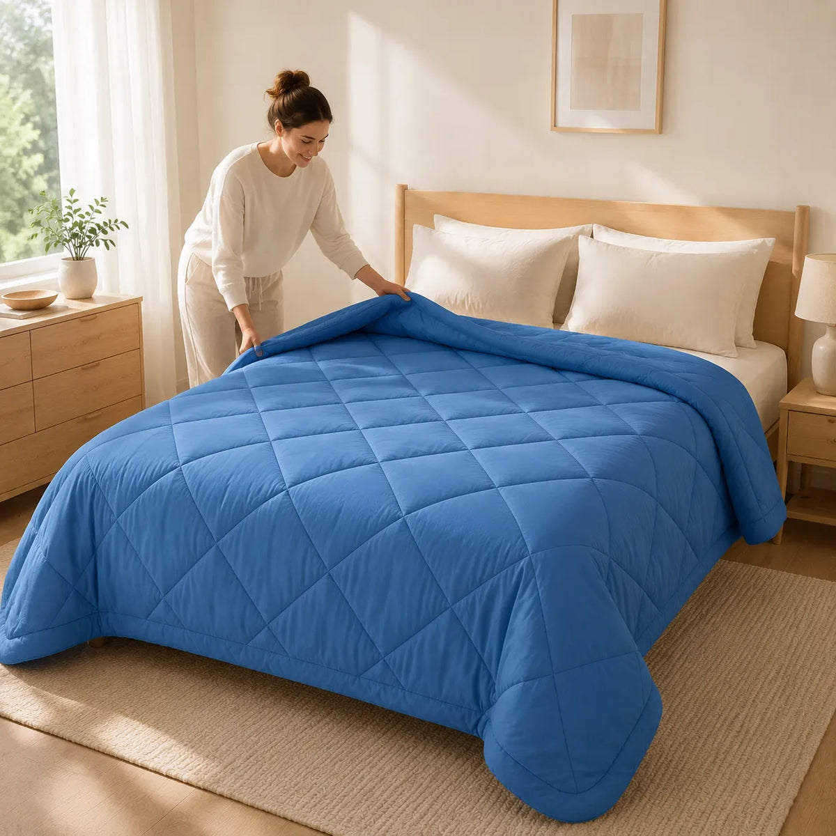 All-Season Coverless Comforter Set with Diamond Quilting