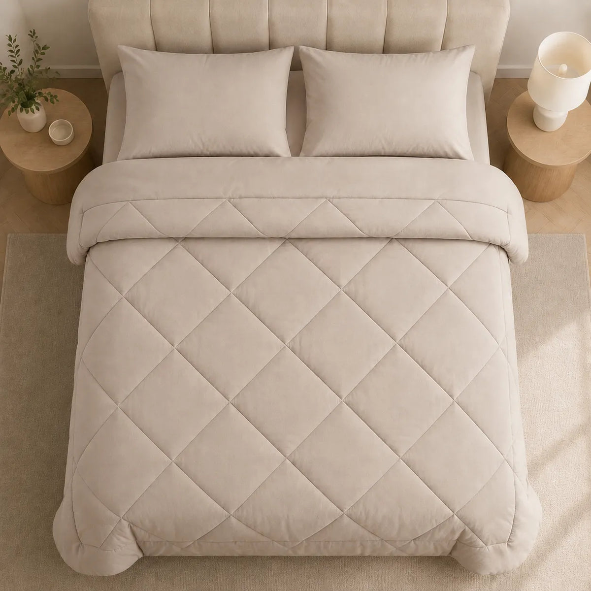All-Season Coverless Comforter Set with Diamond Quilting