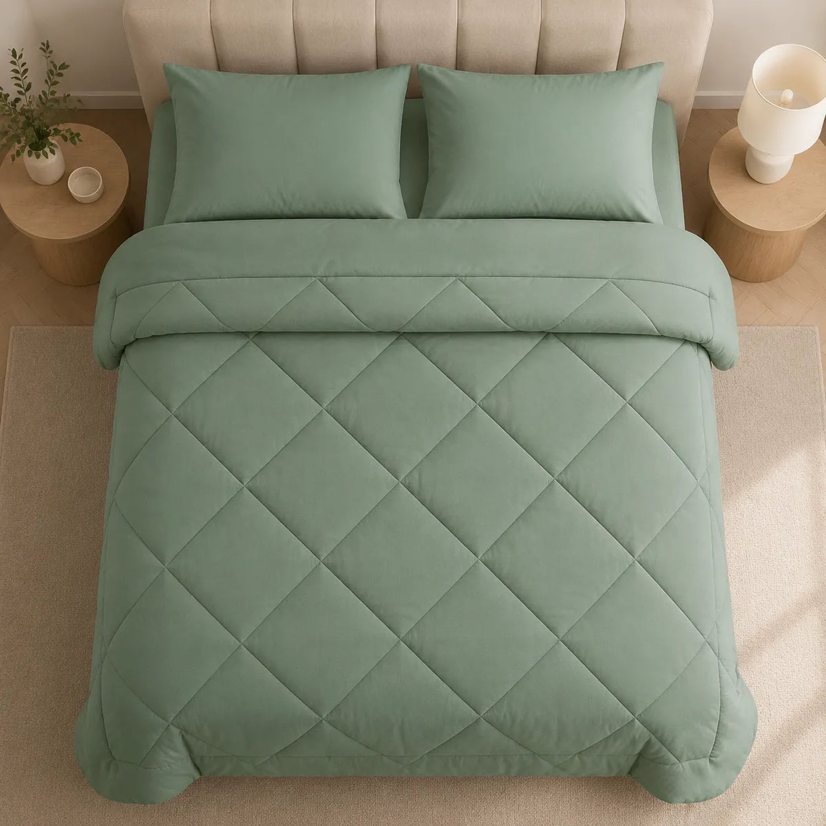 All-Season Coverless Comforter Set with Diamond Quilting