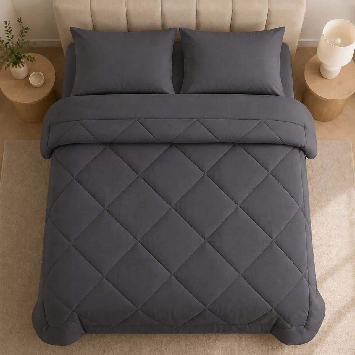 All-Season Coverless Comforter Set with Diamond Quilting