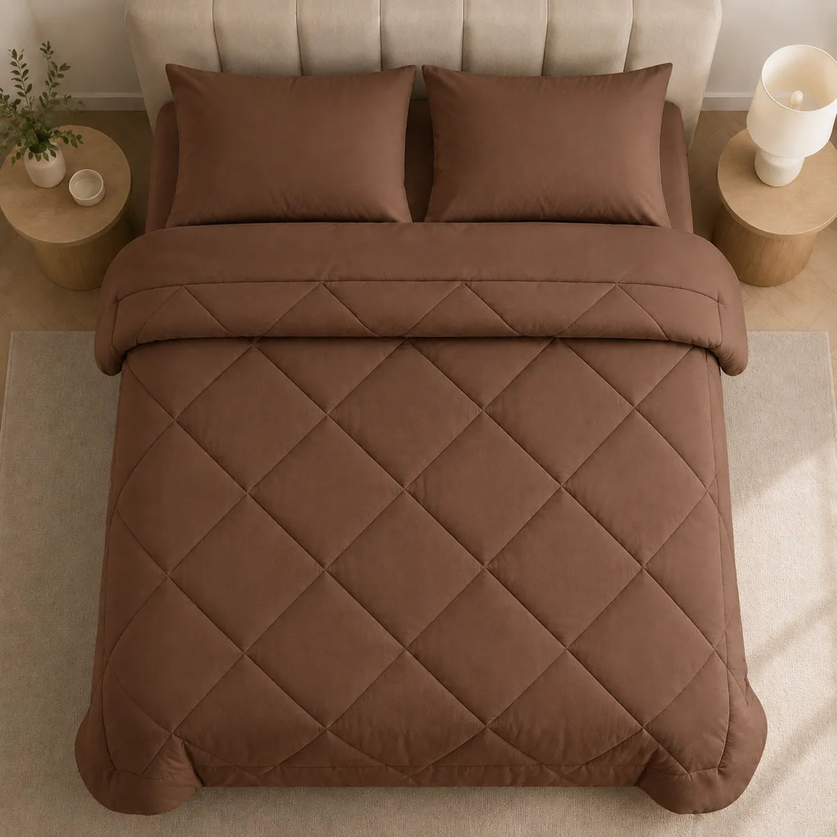 All-Season Coverless Comforter Set with Diamond Quilting
