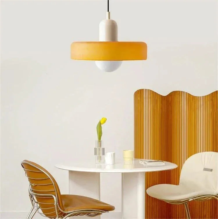 Bauhaus Stained Glass Pendant Light with Adjustable Height