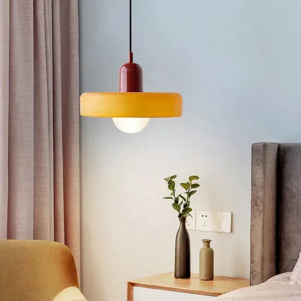Bauhaus Stained Glass Pendant Light with Adjustable Height
