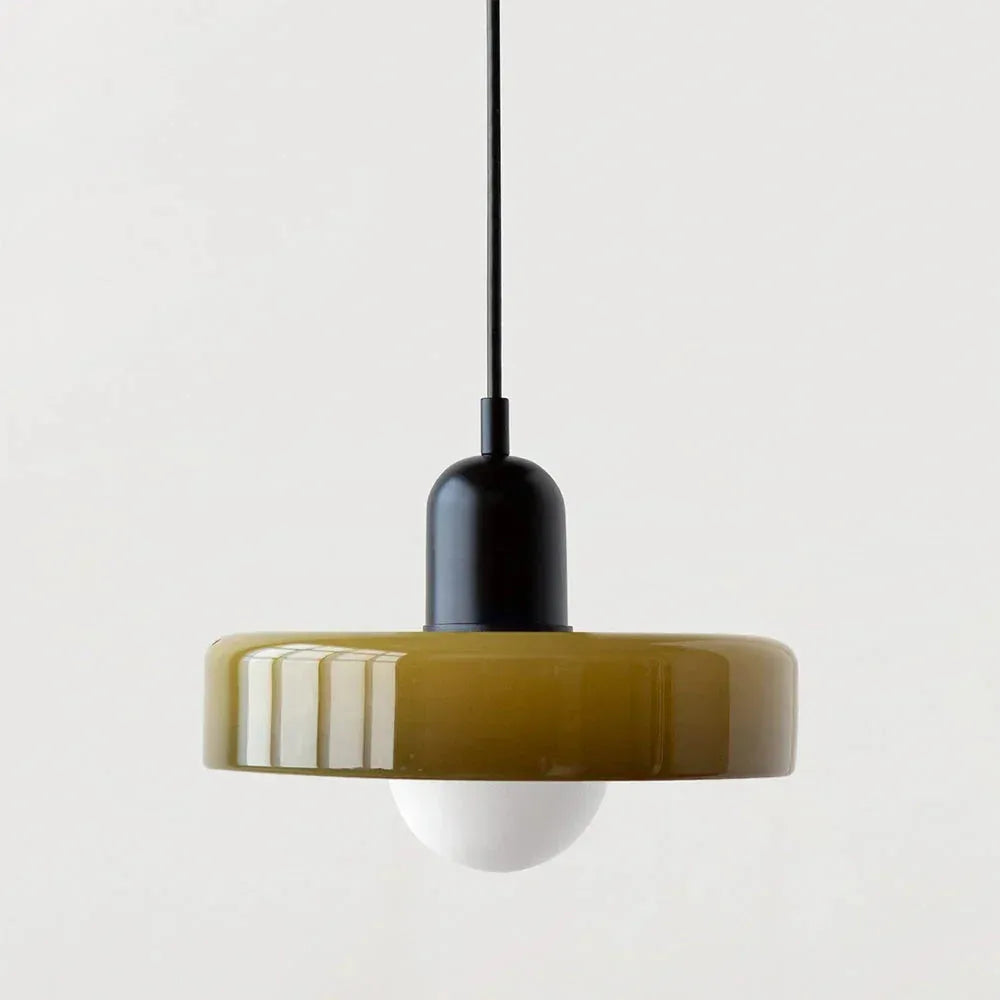Bauhaus Stained Glass Pendant Light with Adjustable Height