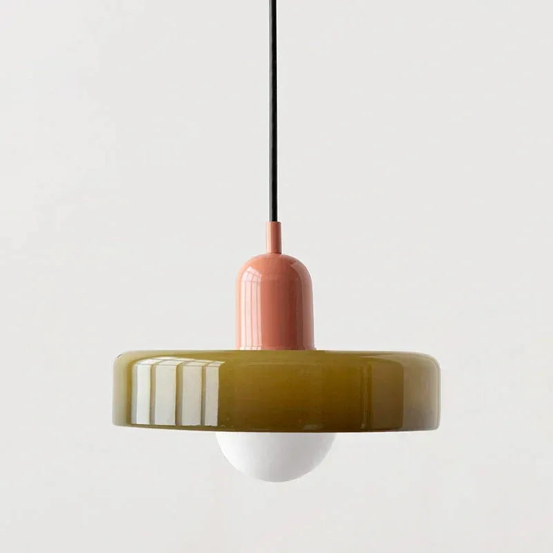 Bauhaus Stained Glass Pendant Light with Adjustable Height