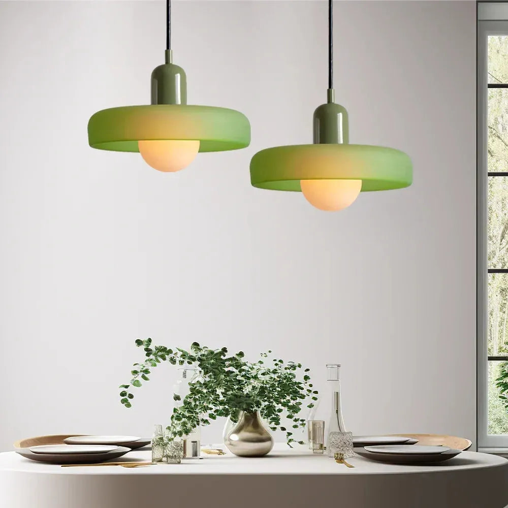 Bauhaus Stained Glass Pendant Light with Adjustable Height