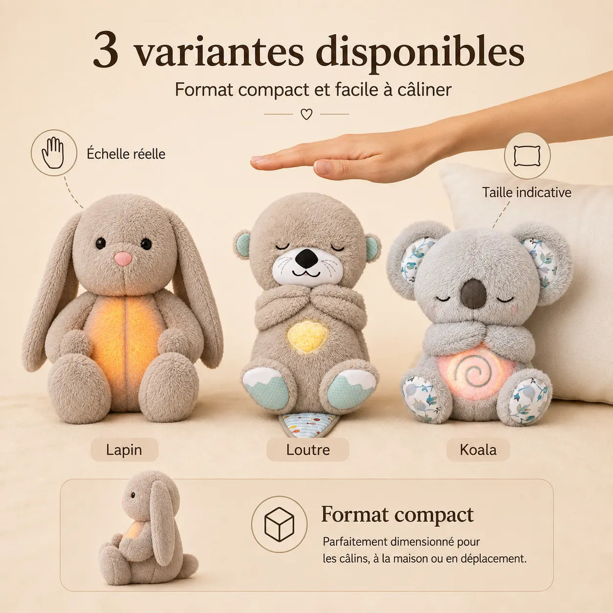 Breathing Plush Stuffed Animal with Night Light