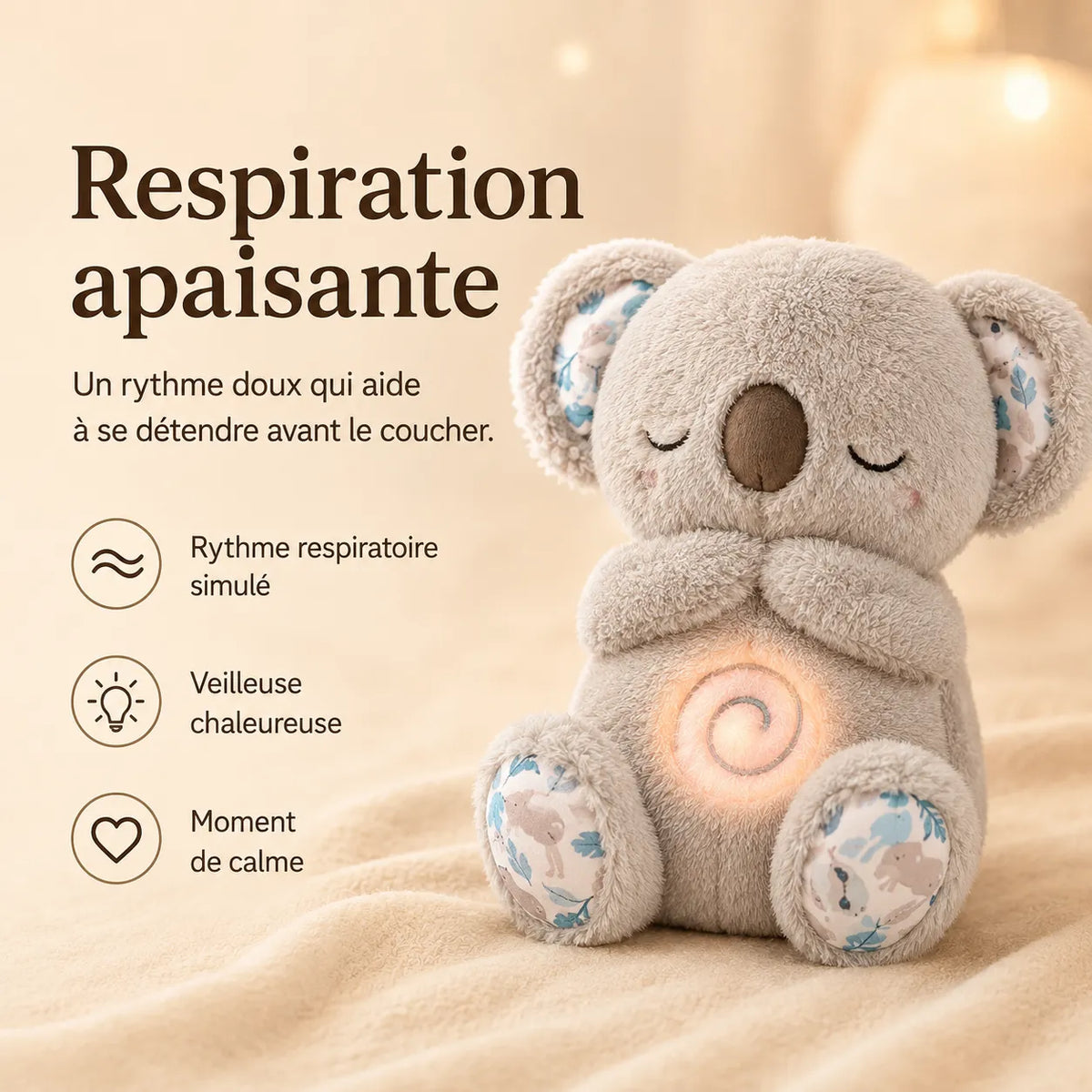 Breathing Plush Stuffed Animal with Night Light