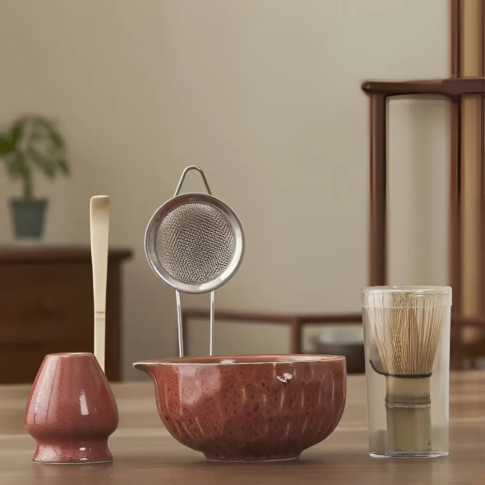 Ceramic Matcha Tea Set with Bamboo Accessories