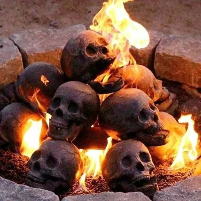 Ceramic Skull Fire Pit Ornament for Fireplaces
