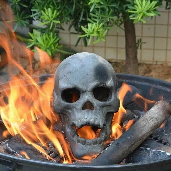 Ceramic Skull Fire Pit Ornament for Fireplaces
