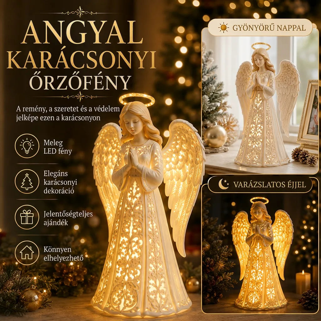 Christmas Angel Figurine Light with Warm LED Glow