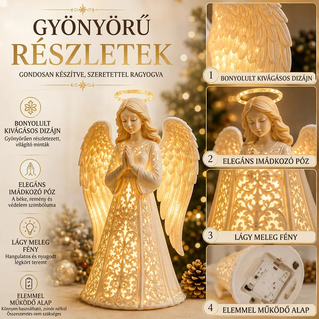 Christmas Angel Figurine Light with Warm LED Glow