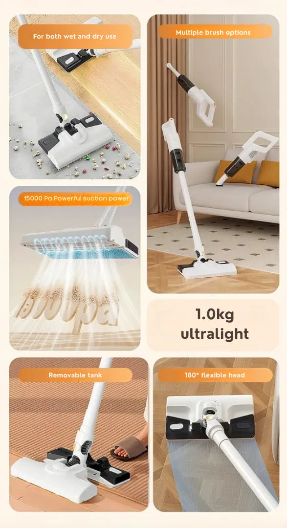 Cordless 3-in-1 Vacuum Cleaner with Wet Mopping Function