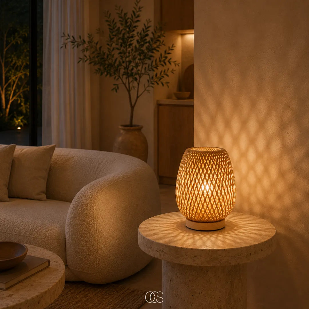 Cordless Bamboo LED Table Lamp with 3 Light Colors