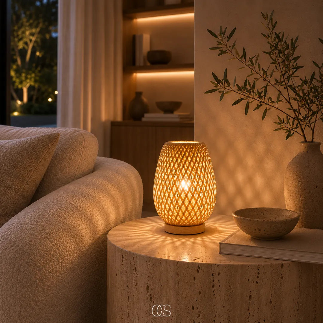Cordless Bamboo LED Table Lamp with 3 Light Colors