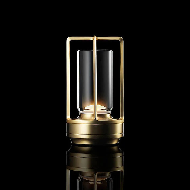 Cordless LED Table Lamp with Open Frame Cylindrical Shade