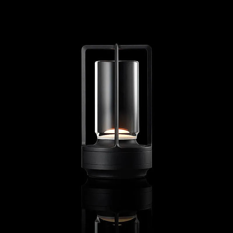 Cordless LED Table Lamp with Open Frame Cylindrical Shade