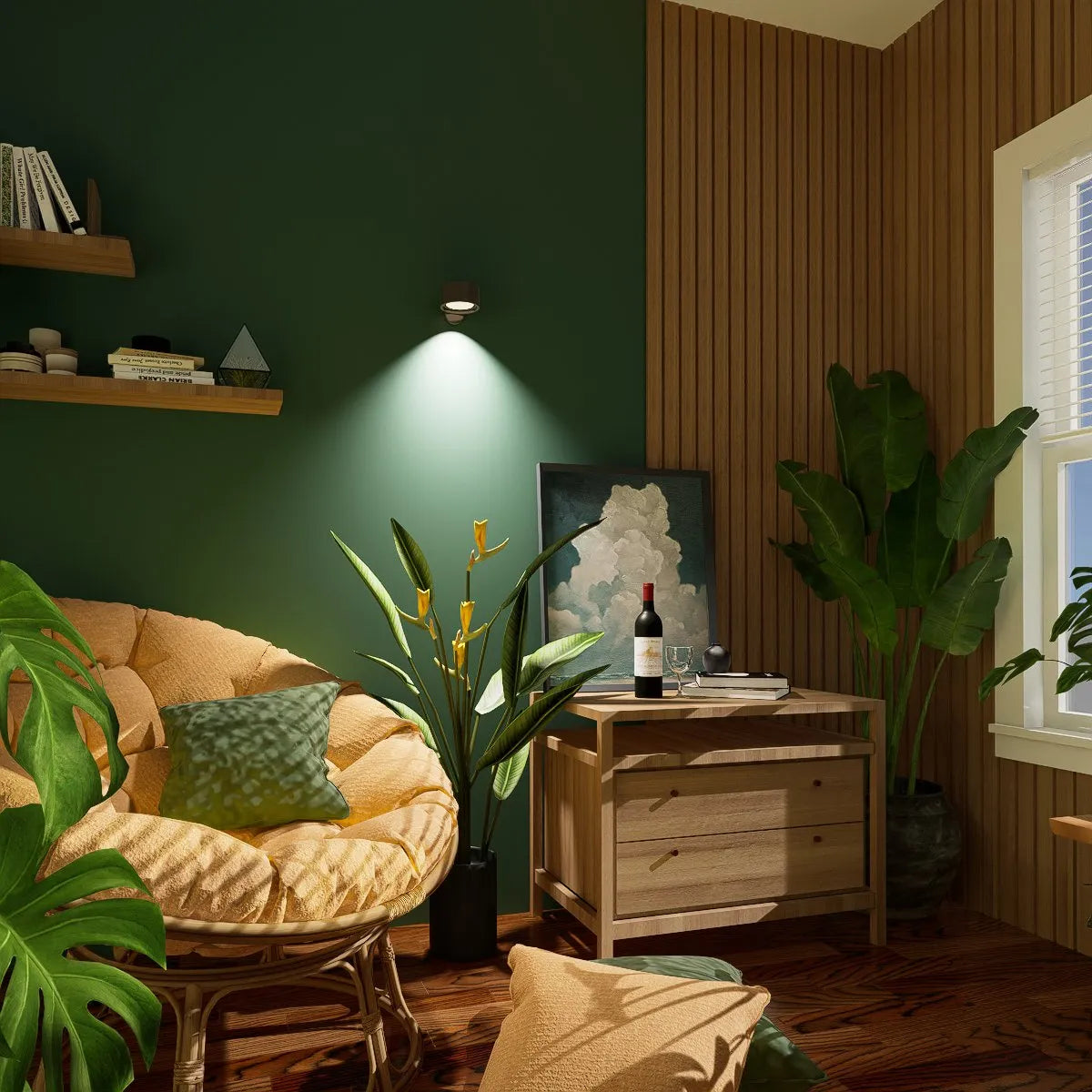 Cordless LED Wall Lamp with 360° Rotation and Touch Control