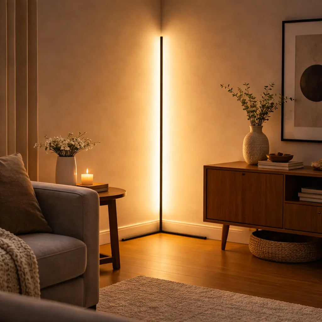 Dimmable LED Corner Floor Lamp with Remote Control