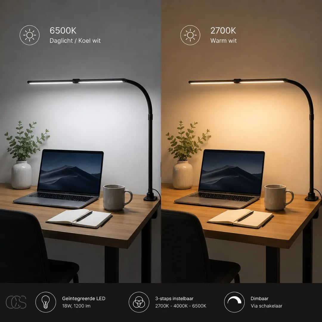 Dimmable LED Desk Lamp with Flexible Arm and Clamp