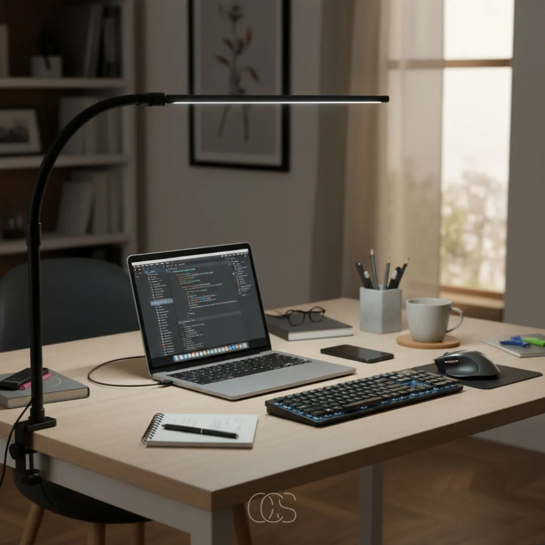 Dimmable LED Desk Lamp with Flexible Arm and Clamp