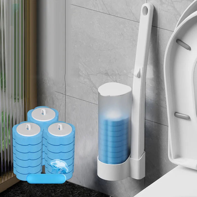Disposable Toilet Brush with Hygienic Sponge Heads