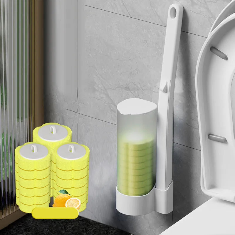 Disposable Toilet Brush with Hygienic Sponge Heads