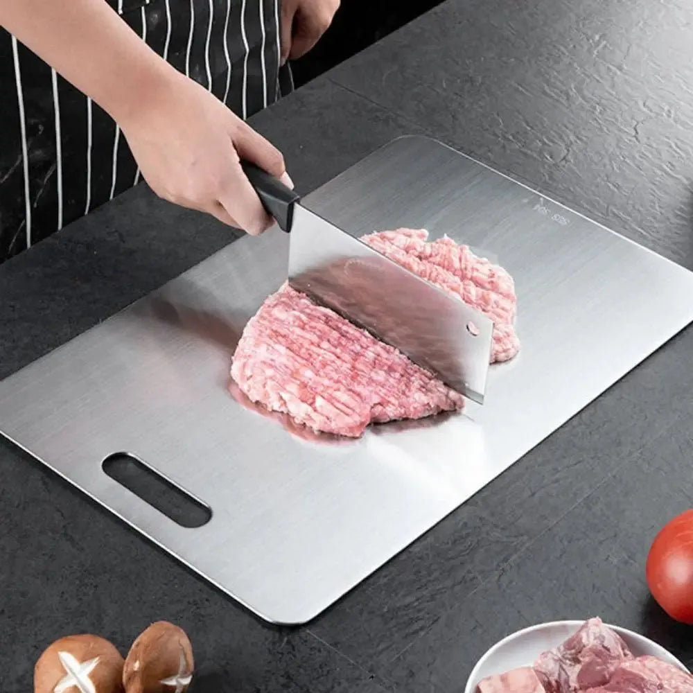 Double-Sided 316 Stainless Steel Cutting Board with Hanging Handle