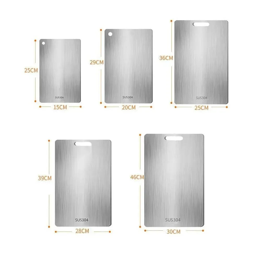 Double-Sided 316 Stainless Steel Cutting Board with Hanging Handle