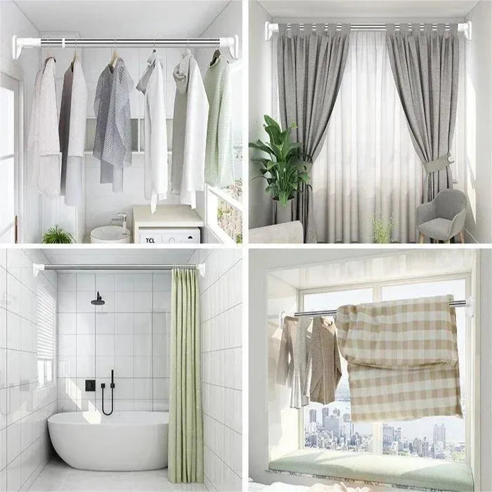 Drill-Free Adjustable Tension Rod for Curtains