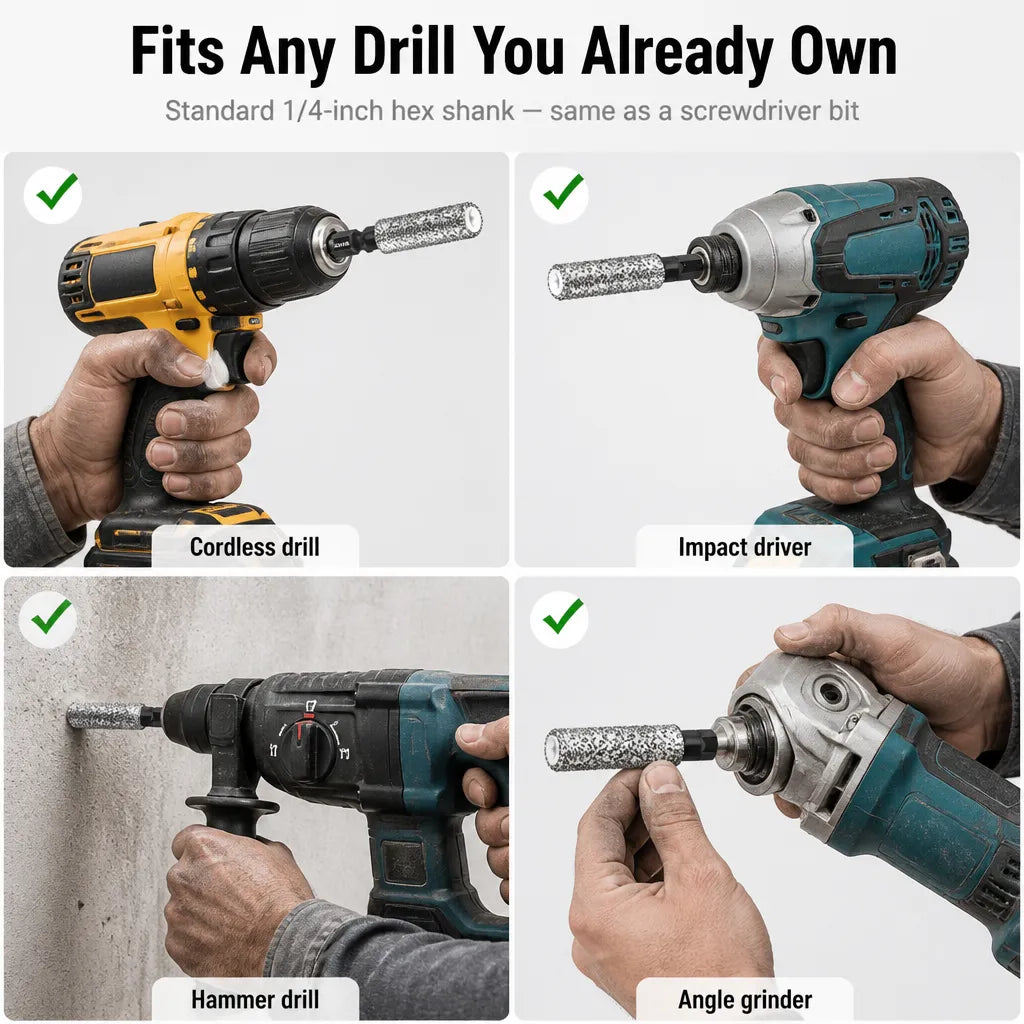 Dry Diamond Drill Bit Set with Hex Shank