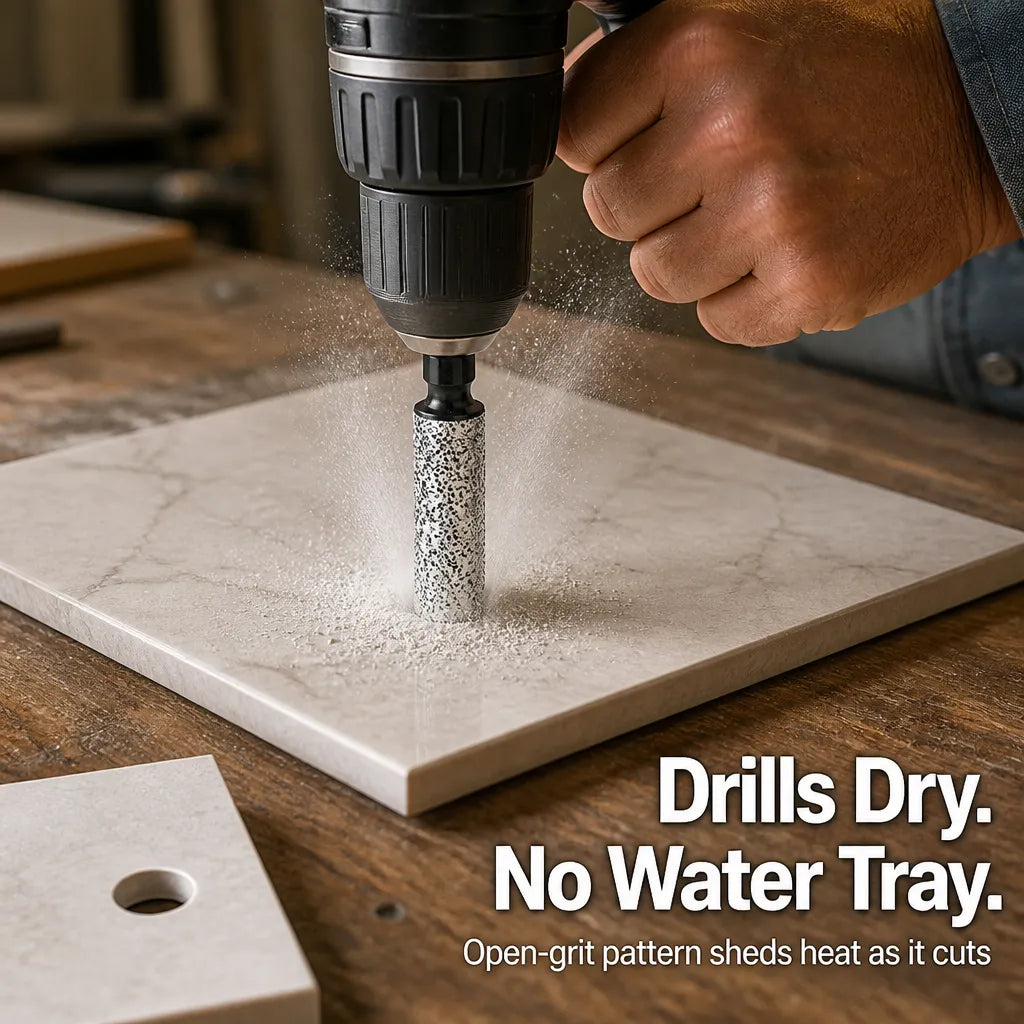 Dry Diamond Drill Bit Set with Hex Shank