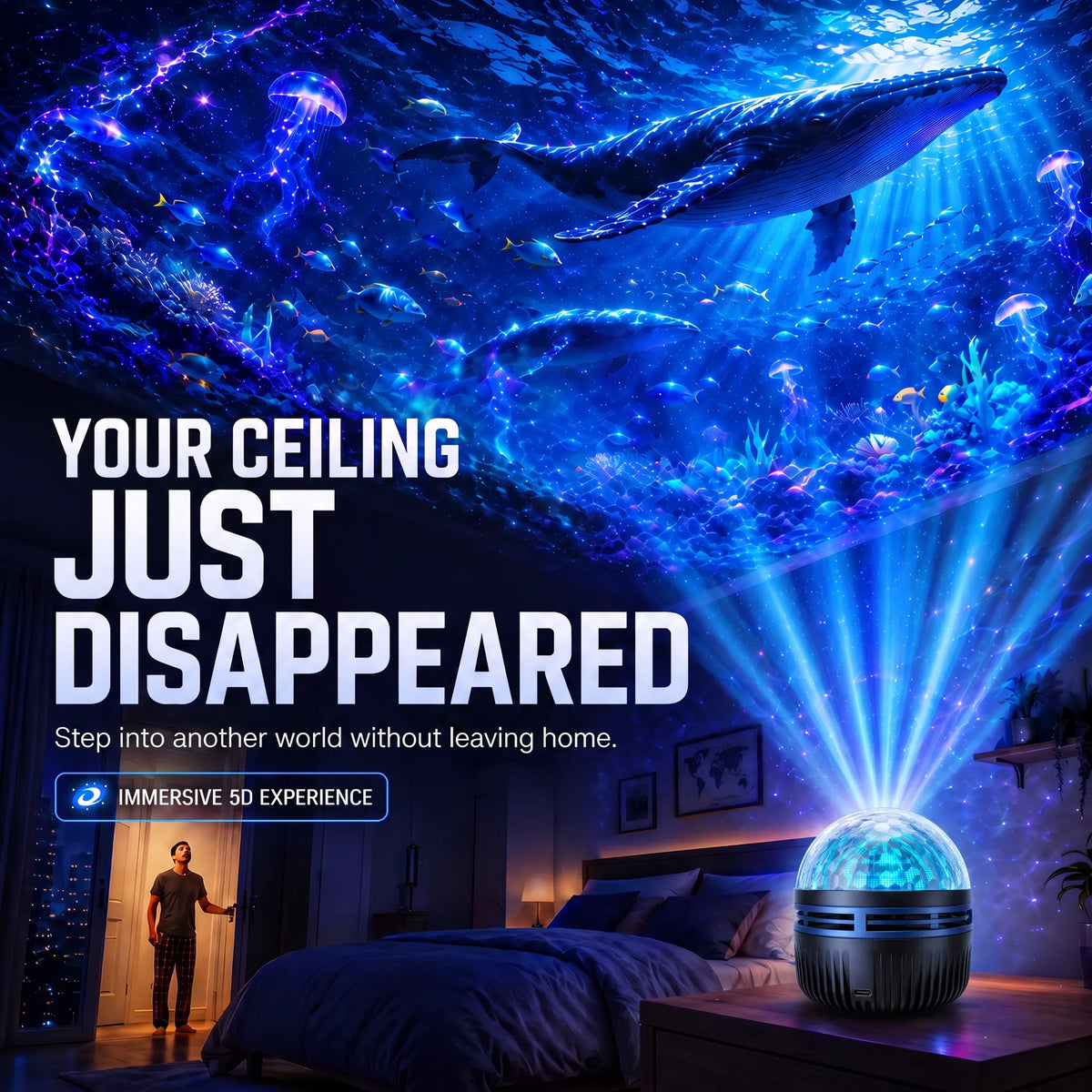 Dynamic Galaxy Sky Night Light Projector with Gooseneck