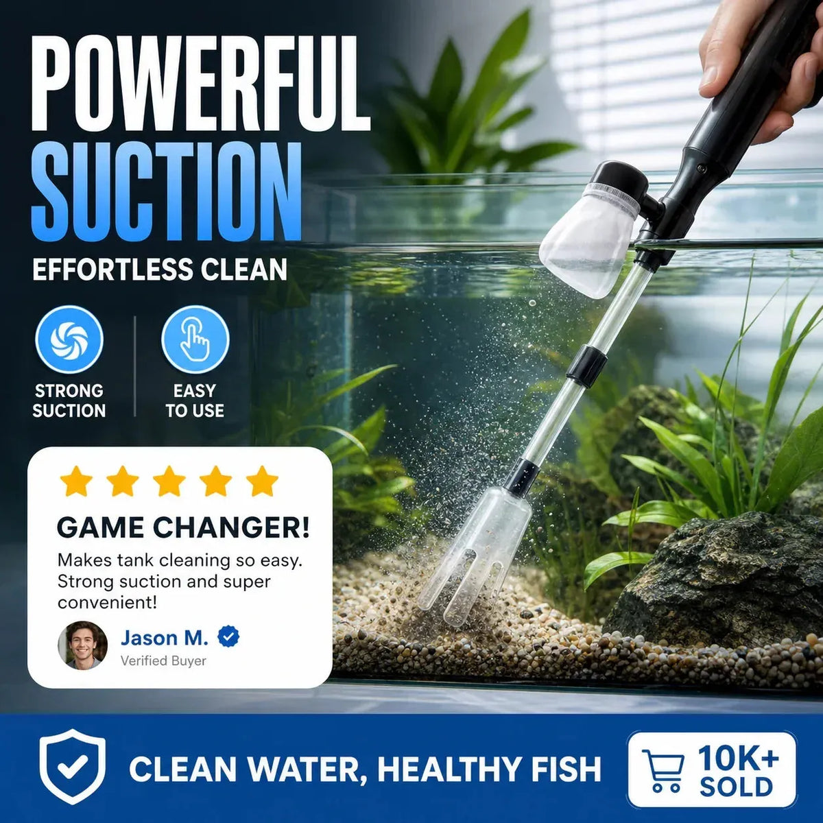 Electric Aquarium Gravel Cleaner with Adjustable Tube