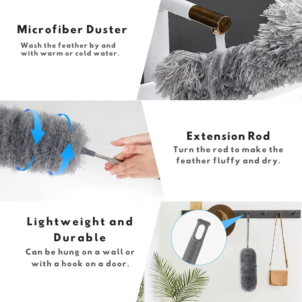 Extendable Microfiber Duster with Bendable Head