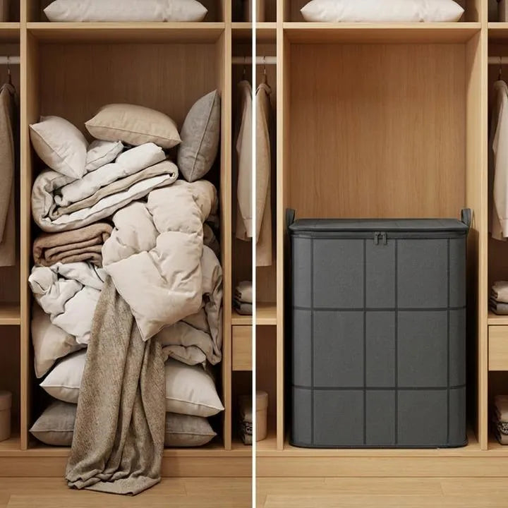 Foldable Bedding Storage Bag with Dual Zipper